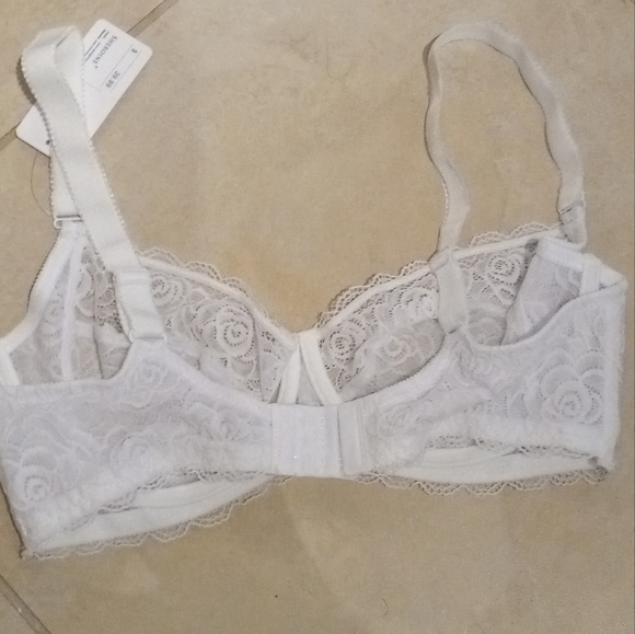 NWT Gorgeous White Lace Underwire Non Padded Diamond Bra Size 38D - Picture 5 of 7